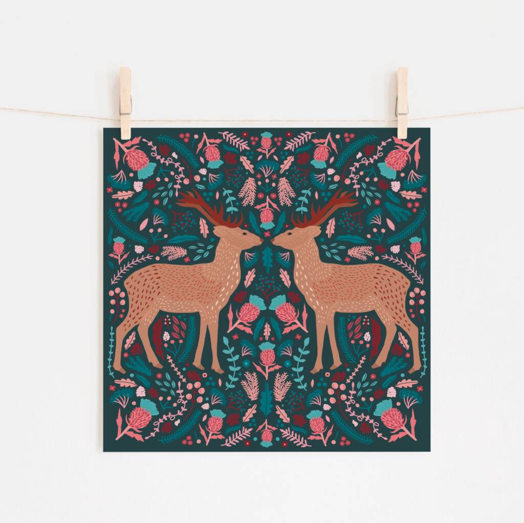 Folk Stags Print, 1 of 2