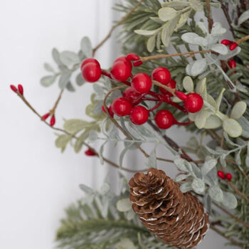 Luxury Large Red Berry And Fir Cone Wreath, 6 of 6