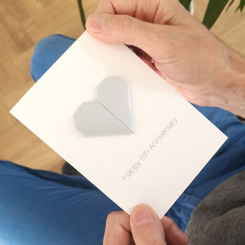 Personalised Anniversary By Year Origami Heart Card, 7 of 12