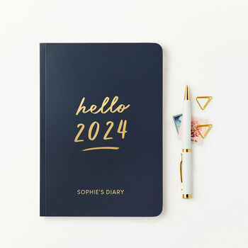 Personalised Hello 2024 Weekly Diary, 2 of 10