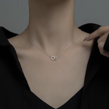 Sterling Silver Interlocking Geometric Shapes Pendant Necklace, 2 of 5