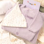 Baby Girls Blossom And Heart Babygrow And Hat Gift Set, thumbnail 2 of 12