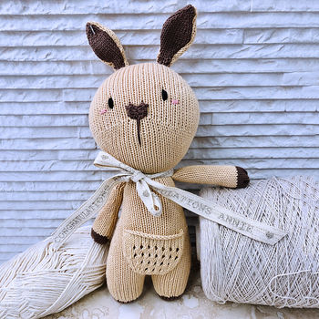 Personalised Hand Knitted Cute Kangaroo First Teddy, 2 of 10