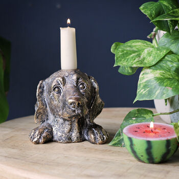Bronze Dacshund Sausage Dog Candlestick, 3 of 3