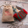 Christmas Bed Socks In Jute Bag, thumbnail 1 of 3