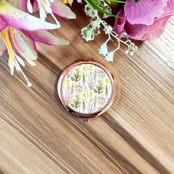 Wildflowers Rose Gold Compact Mirror, 9 of 9