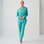 Women's 'New York Turquoise' Stripe Crisp Cotton Pyjama Set, thumbnail 1 of 4