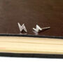 Sterling Silver Mini Textured Lightning Bolt Earrings, thumbnail 6 of 8