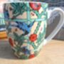 Set Of Six China Aspen Mugs In Blue Bird Trellis Design, thumbnail 6 of 11