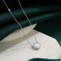 Sterling Silver White Opal Dainty Coin Pendant Necklace, thumbnail 4 of 12