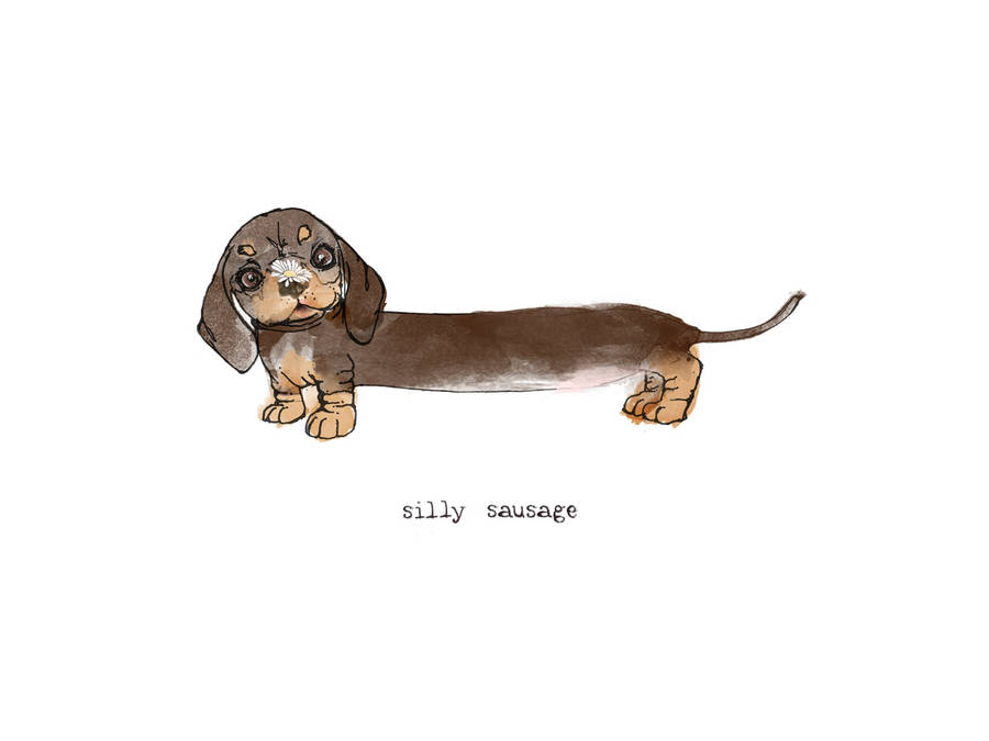 Silly Sausage Dog Illustration Print By Bryony Fripp