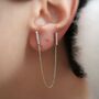 Chained Bar Chain Earring Sterling Silver Pair, thumbnail 1 of 5