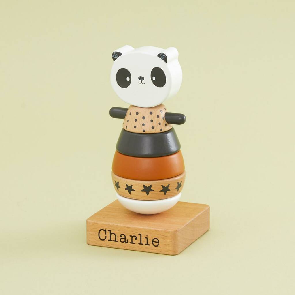 Image of Personalised Panda Wooden Stacker Toy
