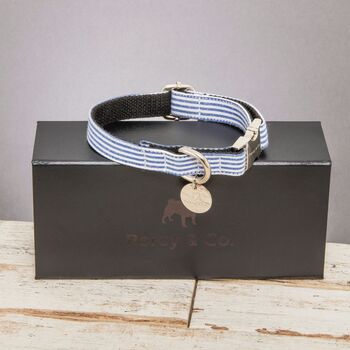 The Chichester Blue And White Striped Dog Collar, 3 of 7