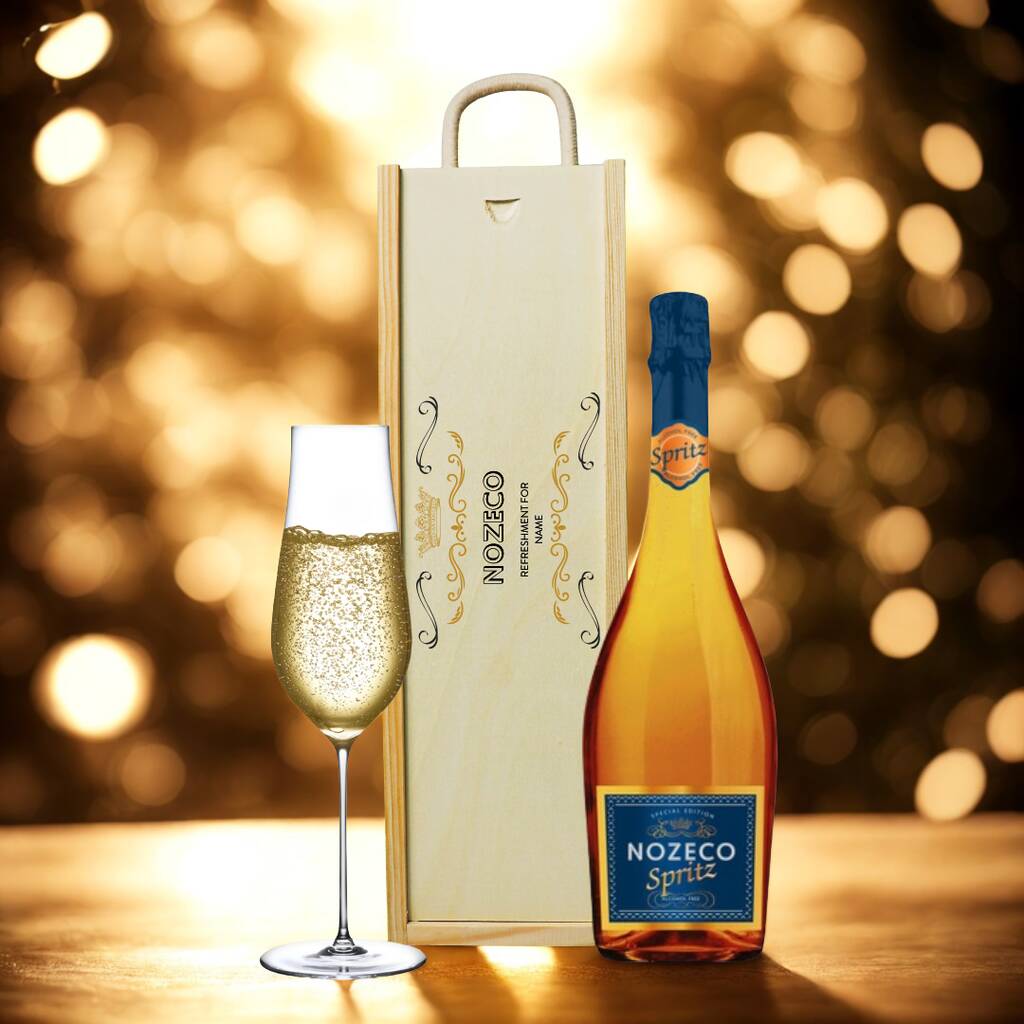Personalised Nozeco Spritz Alcohol Free Sparkling Gift Set – Custom Non Alcoholic Prosecco Alternative | Celebration Gift For Her Or Him, 1 of 3