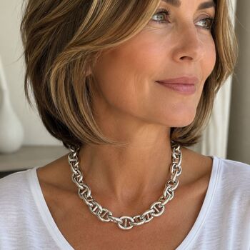 Chunky Sterling Silver Oval Ladder Chain Necklace, 2 of 7