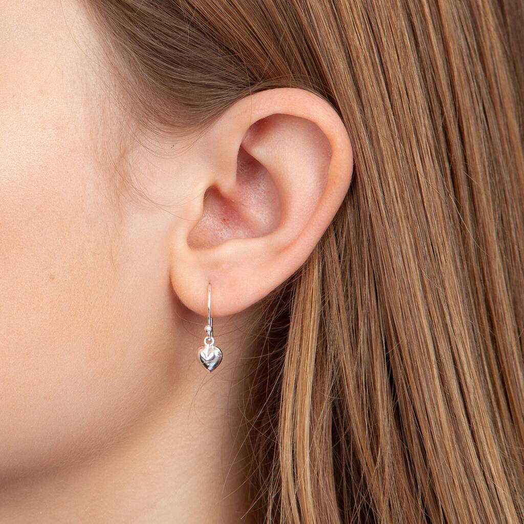 Silver Sweet Heart Hanging Earrings By Attic