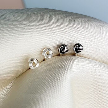 Sterling Silver Tiny Knot Stud Earrings, 2 of 3