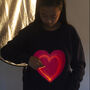 Heart Print Glow In The Dark Interactive Sweatshirt, thumbnail 2 of 6