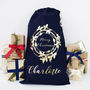 Personalised Holly Wreath Christmas Sack, thumbnail 1 of 9