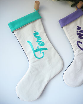 Personalised Cotton And Felt Christmas Stocking, 6 of 7