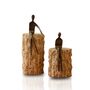 Set Of Two Travertine Sculptures With Seated Figures, thumbnail 3 of 4