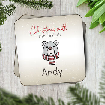 Personalised Placecard Table Coaster At Christmas, 3 of 6