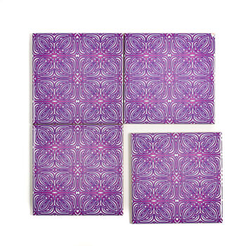 Pink Purple Geometric Rhododendron Flower Tiles, 2 of 12