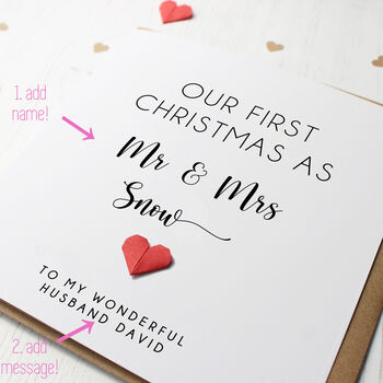 Personalised First Christmas As Mr And Mrs Card, 2 of 5