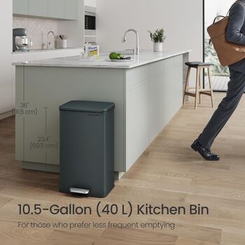 Kitchen Bin 40 L Large Trash Can Fifteen Liner Bags, 3 of 11