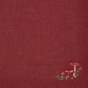 Mushroom Embroidered Burgundy Pashmina Scarf, 5 of 5