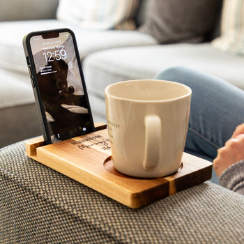 Personalised Reserved For Drink Sofa Coaster Phone Stand, 2 of 5