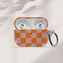Y2k Orange Check Air Pods Case With Keychain, thumbnail 1 of 5