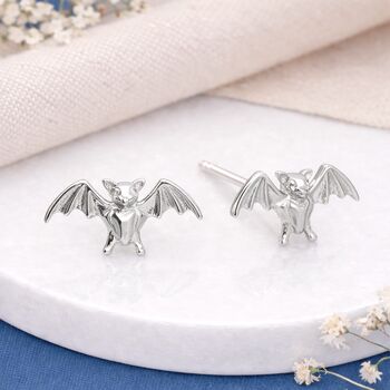 Sterling Silver Bat Stud Earrings – 12mm X 6mm, 3 of 6