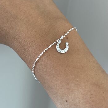 Lucky Horseshoe Silver Bracelet And Greeting Card | Gift, 2 of 4
