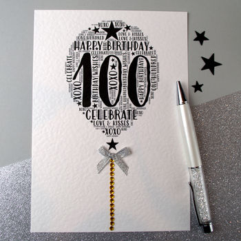 100th Happy Birthday Balloon Sparkle Card, 11 of 11