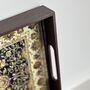 Wood Serving Tray With Handle, Black Floral India Print, thumbnail 6 of 7