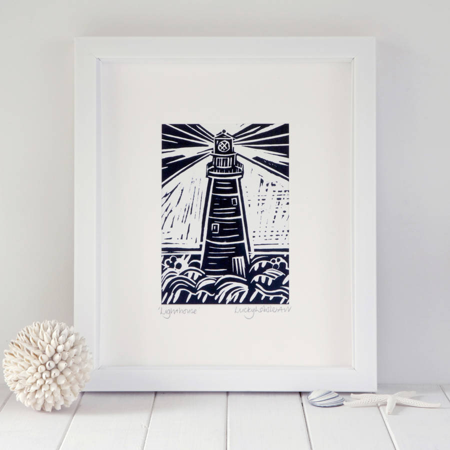 'lighthouse' print by lucky lobster art