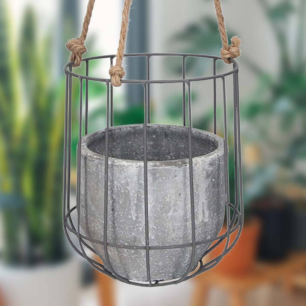 Contemporary Concrete Hanging Basket Planter By Dibor