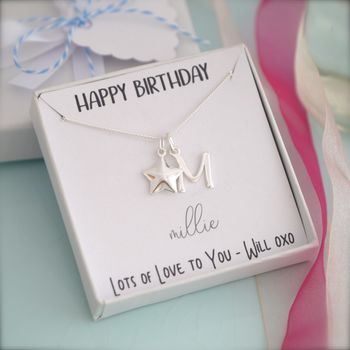 Sterling Silver Initial Star Necklace, 2 of 10