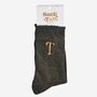 Women's Glitter Socks Black Gold Initial 'T', thumbnail 5 of 5