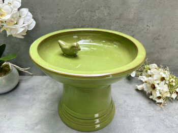 Green Ceramic Garden Birdbath Bird Feeder – 28cm, 8 of 9