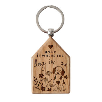 'Home Is Where The Dog Is' Dog House Shaped Keyring, 2 of 3