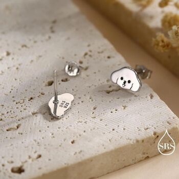 Poodle Puppy Stud Earrings In Sterling Silver, 8 of 11