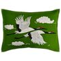 Flying Cranes Cushion In Hand Embroidered Wool, thumbnail 3 of 3