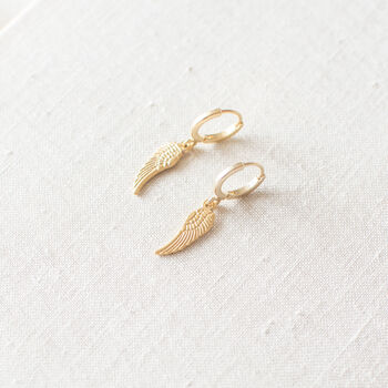 Gold Plated Wing Huggie Earrings, 9 of 11