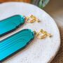 Clip On Earrings Art Deco Small Blue Fountain, thumbnail 2 of 4