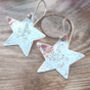 Hammered Star Shaped Drop Earrings, thumbnail 2 of 5