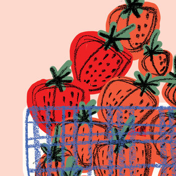 Summer Strawberry Bowl Print A4, 2 of 3