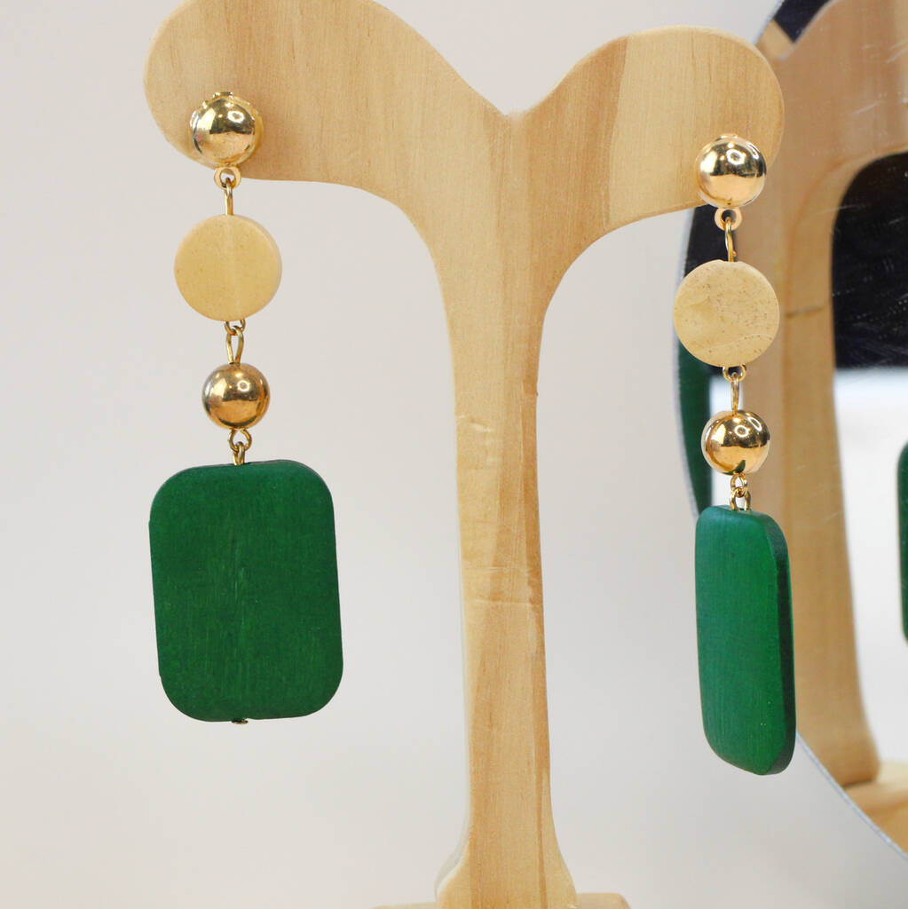 Gold Plated Composite Wood Earrings, 1 of 5
